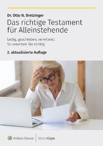 Buchcover und Innenansicht für das Buch: Das richtige Testament für Alleinstehende