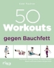 Buchcover und Innenansicht für das Buch: 50 Workouts gegen Bauchfett
