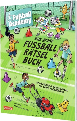 Buchcover und Innenansicht für das Buch: Fußball Academy: Das große Fußball-Rätselbuch
