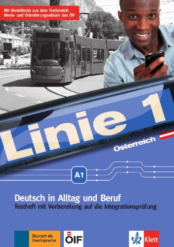 Buchcover und Innenansicht für das Buch: Linie 1 A1. Testheft mit Audio-CD. Ausgabe für Österreich