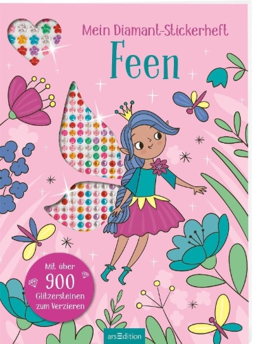 Buchcover und Innenansicht für das Buch: Mein Diamant-Stickerheft - Feen