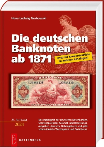 Buchcover und Innenansicht für das Buch: Die deutschen Banknoten ab 1871