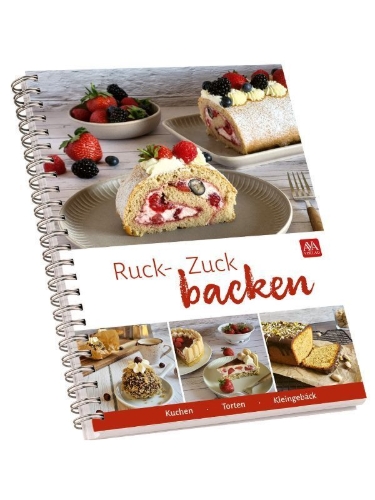 Buchcover und Innenansicht für das Buch: Ruck-Zuck backen