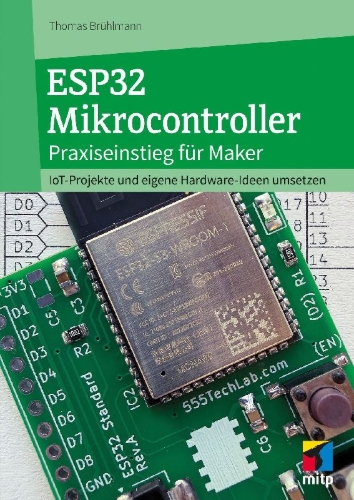 Buchcover und Innenansicht für das Buch: ESP32 Mikrocontroller