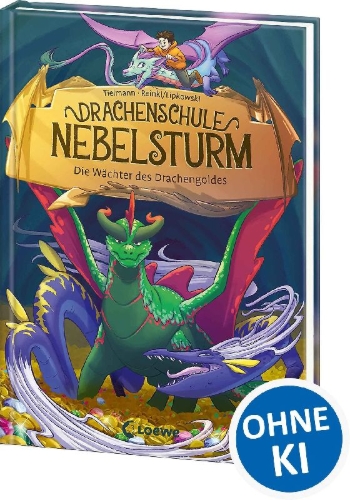Buchcover und Innenansicht für das Buch: Drachenschule Nebelsturm (Band 4) - Die Wächter des Drachengoldes