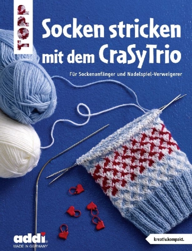 Buchcover und Innenansicht für das Buch: Socken stricken mit dem CraSyTrio (kreativ.kompakt.)
