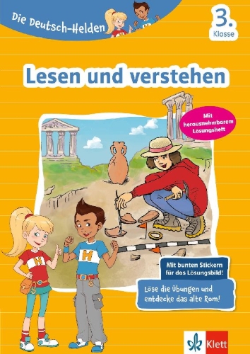 Buchcover und Innenansicht für das Buch: Die Deutsch-Helden: Lesen und verstehen 3. Klasse