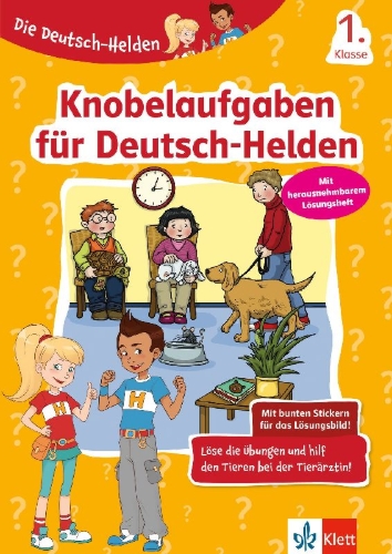 Buchcover und Innenansicht für das Buch: Die Deutsch-Helden Knobelaufgaben für Deutsch-Helden 1. Klasse