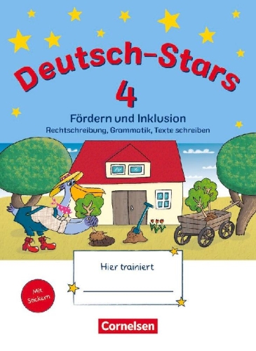 Buchcover und Innenansicht für das Buch: Deutsch-Stars 4. Schuljahr. Fördern und Inklusion - Übungsheft. Mit Lösungen
