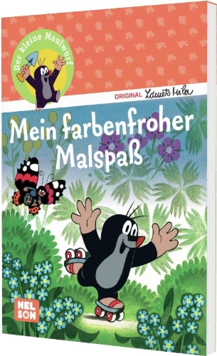 Buchcover und Innenansicht für das Buch: Der kleine Maulwurf: Mein farbenfroher Malspaß
