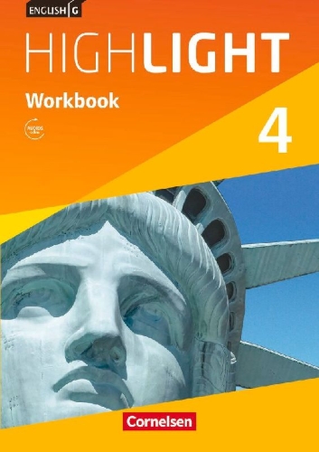 Buchcover und Innenansicht für das Buch: English G Highlight  04: 8. Schuljahr. Workbook mit Audios Online Hauptschule