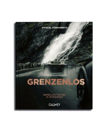 Buchcover und Innenansicht für das Buch: GRENZENLOS: Supercar-Touren in Norwegen