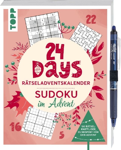 Buchcover und Innenansicht für das Buch: 24 DAYS RÄTSELADVENTSKALENDER - Sudoku im Advent