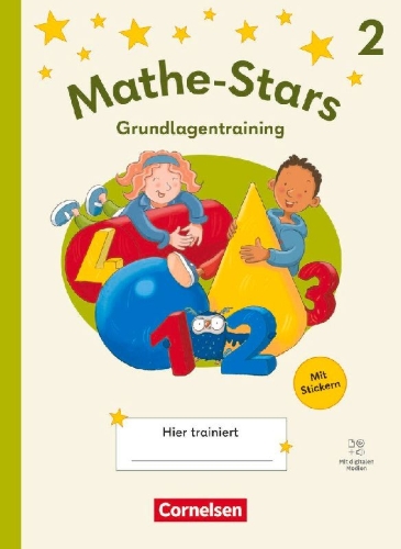 Buchcover und Innenansicht für das Buch: Mathe-Stars 2. Schuljahr - Grundlagentraining Ausgabe 2025 - Übungsheft mit Lösungen und digitalen Medien