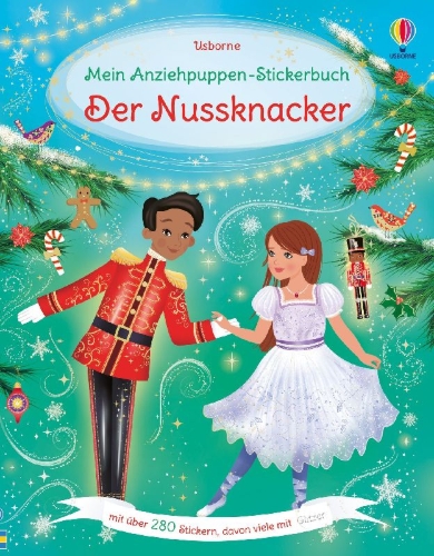 Buchcover und Innenansicht für das Buch: Mein Anziehpuppen-Stickerbuch: Der Nussknacker