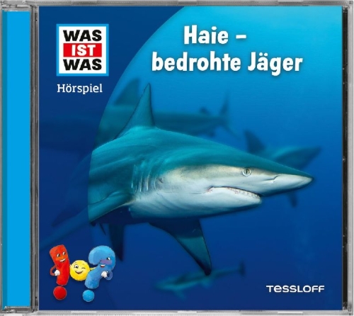 Buchcover und Innenansicht für das Buch: WAS IST WAS Hörspiel. Haie - bedrohte Jäger