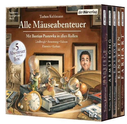 Buchcover und Innenansicht für das Buch: Alle Mäuseabenteuer: Lindbergh - Armstrong - Edison - Einstein - Earhart