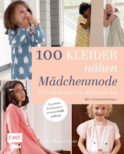 Buchcover und Innenansicht für das Buch: 100 Kleider nähen - Mädchenmode