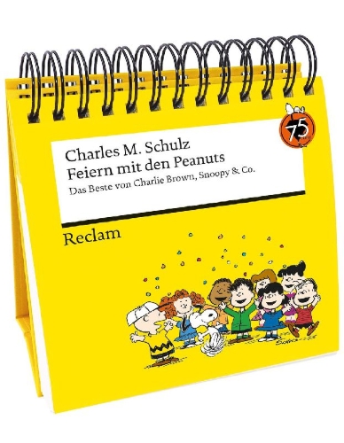 Buchcover und Innenansicht für das Buch: Feiern mit den Peanuts. Das Beste von Charlie Brown, Snoopy & Co.