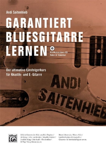 Buchcover und Innenansicht für das Buch: Garantiert Bluesgitarre lernen