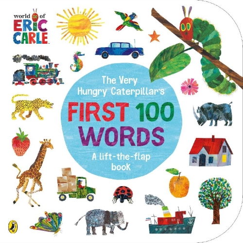 Buchcover und Innenansicht für das Buch: The Very Hungry Caterpillar's First 100 Words