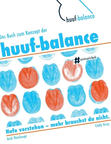 Buchcover und Innenansicht für das Buch: Das Buch zum Konzept der huuf-balance