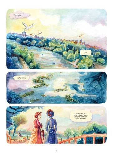 Buchcover und Innenansicht für das Buch: Enola Holmes (Comic). Band 3