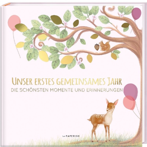 Buchcover und Innenansicht für das Buch: Babyalbum - UNSER ERSTES GEMEINSAMES JAHR (rosé)
