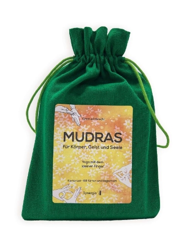 Buchcover und Innenansicht für das Buch: Mudras für Körper, Geist und Seele - Yoga mit dem kleinen Finger - Kartenset