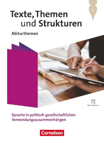 Buchcover und Innenansicht für das Buch: Texte, Themen und Strukturen.Qualifikationsphase - Abiturthemen - Sprache in politisch-gesellschaftlichen Verwendungszusammenhängen - Themenheft