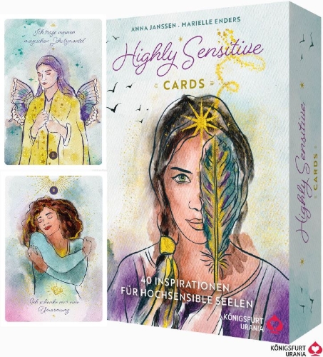 Buchcover und Innenansicht für das Buch: Highly Sensitive Cards - 40 Inspirationen für hochsensible Seelen