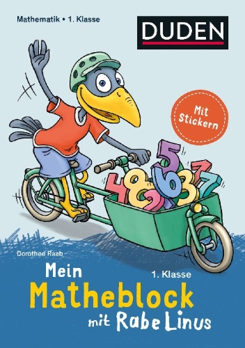 Buchcover und Innenansicht für das Buch: Mein Matheblock mit Rabe Linus - 1. Klasse