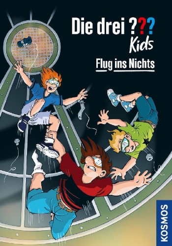Buchcover und Innenansicht für das Buch: Die drei ??? Kids, 90, Flug ins Nichts