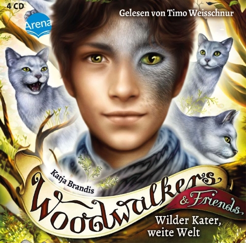Buchcover und Innenansicht für das Buch: Woodwalkers & Friends. Wilder Kater, weite Welt