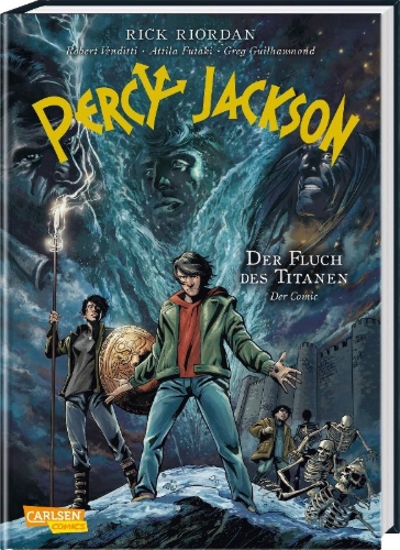Buchcover und Innenansicht für das Buch: Percy Jackson & the Olympians: The Titan's curse, the graphic novel