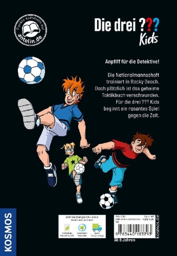 Buchcover und Innenansicht für das Buch: Die drei ??? Kids, 107, Fußball-Spione