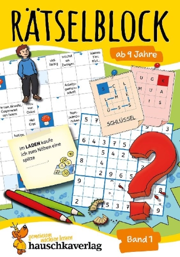 Buchcover und Innenansicht für das Buch: Rätselblock ab 9 Jahre, Band 1, A5-Block