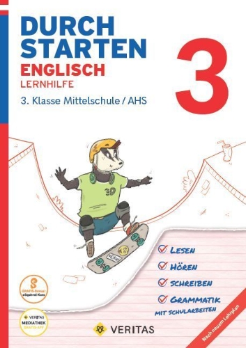 Buchcover und Innenansicht für das Buch: Durchstarten 3. Klasse - Englisch Mittelschule/AHS - Lernhilfe