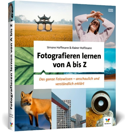 Buchcover und Innenansicht für das Buch: Fotografieren lernen von A bis Z
