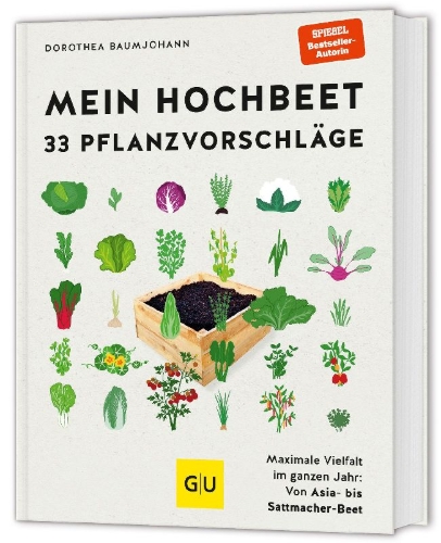 Buchcover und Innenansicht für das Buch: Mein Hochbeet - 33 Pflanzvorschläge
