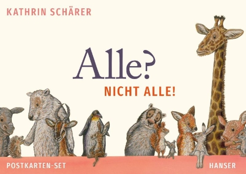 Buchcover und Innenansicht für das Buch: Alle? Nicht alle! Postkarten-Set
