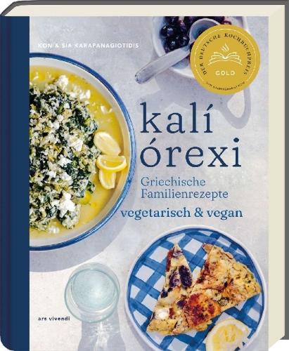 Buchcover und Innenansicht für das Buch: kali orexi - Deutscher Kochbuchpreis 2024 Gold