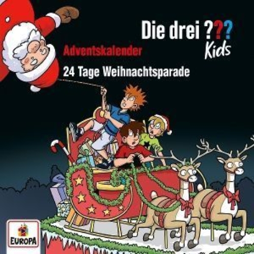 Buchcover und Innenansicht für das Buch: Die drei ??? Kids Adventskalender - 24 Tage Weihnachtsparade