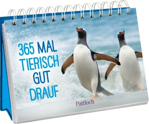 Buchcover und Innenansicht für das Buch: 365 mal tierisch gut drauf!