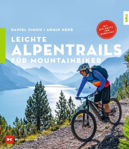 Buchcover und Innenansicht für das Buch: Leichte Alpentrails für Mountainbiker