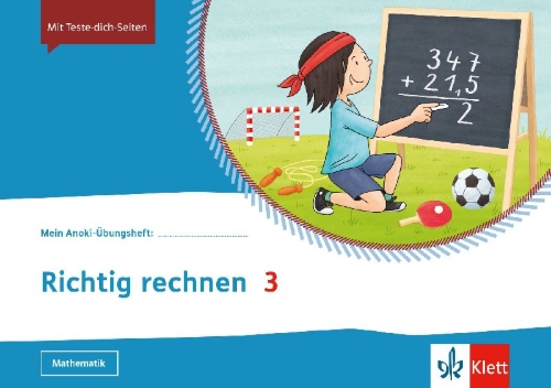 Buchcover und Innenansicht für das Buch: Mein Anoki-Übungsheft. Richtig rechnen 3. Übungsheft Klasse 3