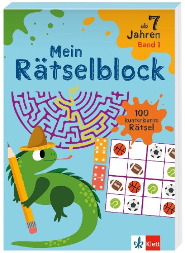 Buchcover und Innenansicht für das Buch: Klett Mein Rätselblock ab 7 Jahren Band 1