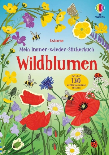 Buchcover und Innenansicht für das Buch: Mein Immer-wieder-Stickerbuch: Wildblumen
