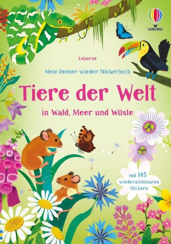 Buchcover und Innenansicht für das Buch: Mein Immer-wieder-Stickerbuch: Tiere der Welt