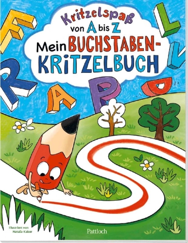 Buchcover und Innenansicht für das Buch: Kritzelspaß von A bis Z